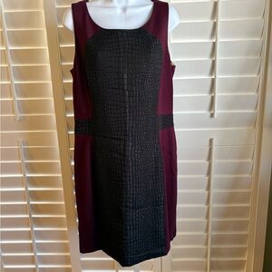Gianni Bini Burgundy and Black Textured Midi Dress